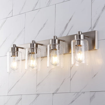 Irving Seeded Glass/Iron Modern Contemporary LED Vanity Light - JONATHAN Y